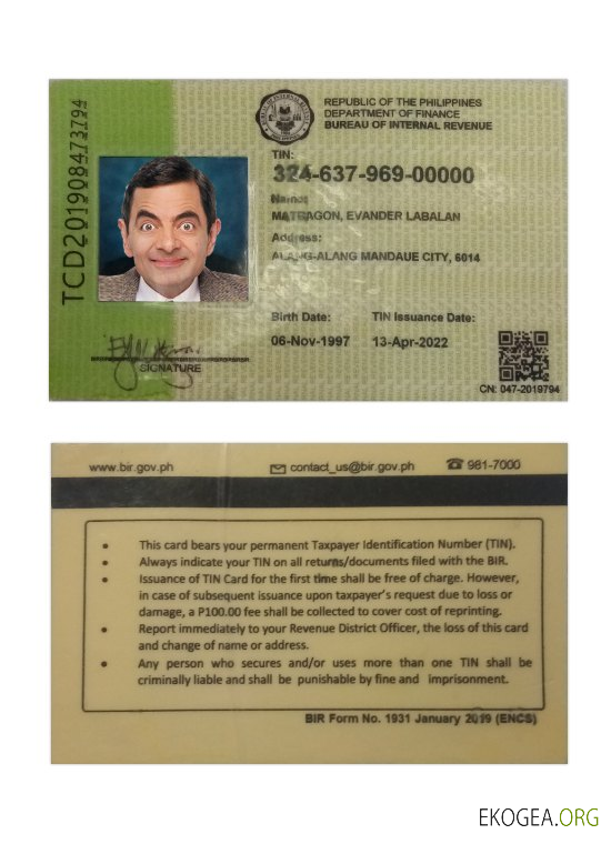 Bureau des recettes internes des Philippines ID 2022 présent